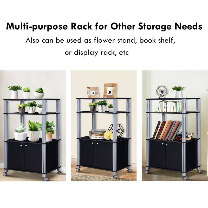 Gymax Bakers Rack Microwave Stand Rolling Storage Cart - See Details