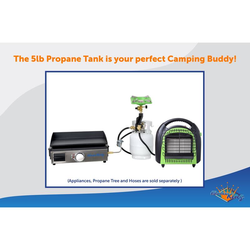 Flame King 5LB Steel Propane LP Tank Cylinder with Gauge & OPD Valves