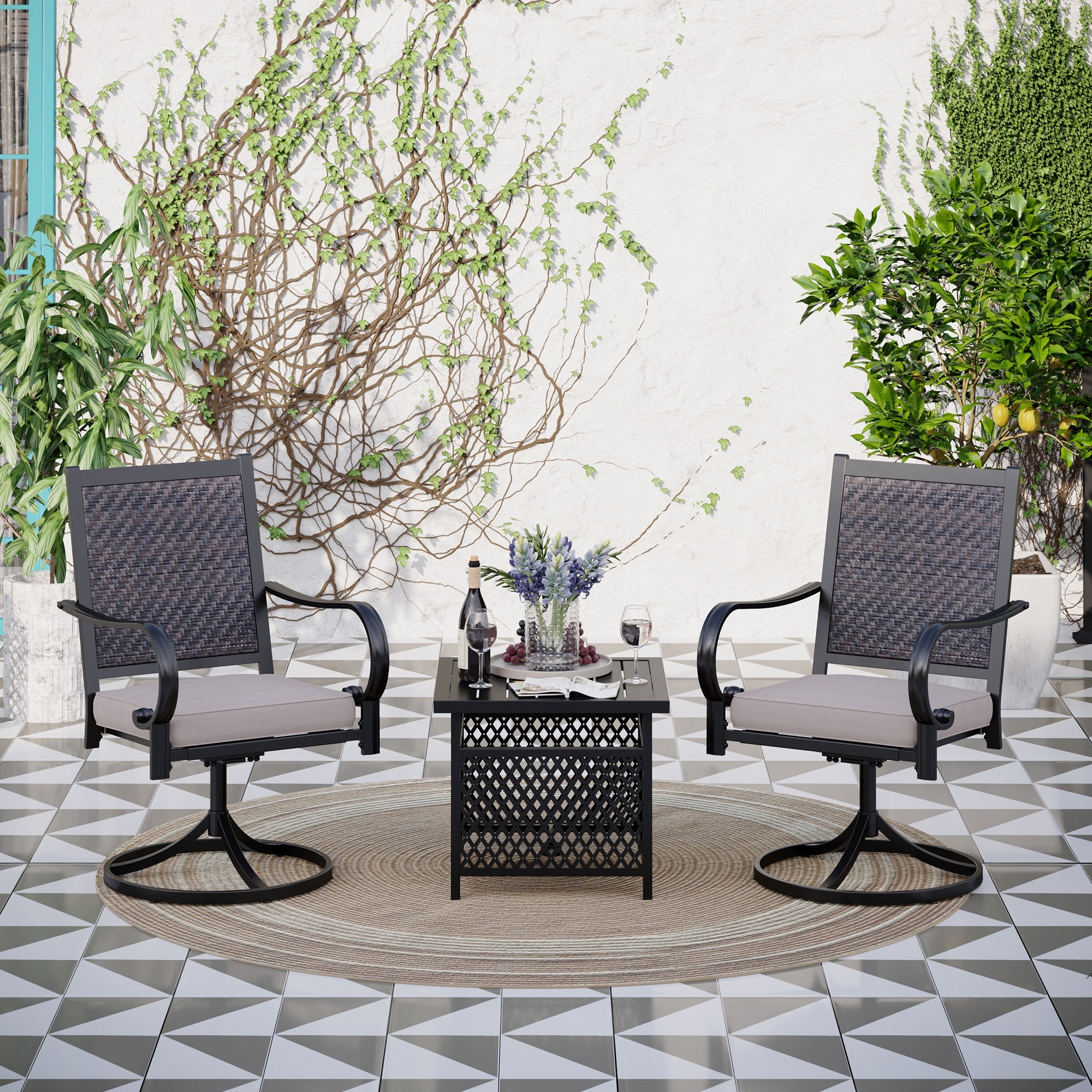 Black rattan garden online bistro set