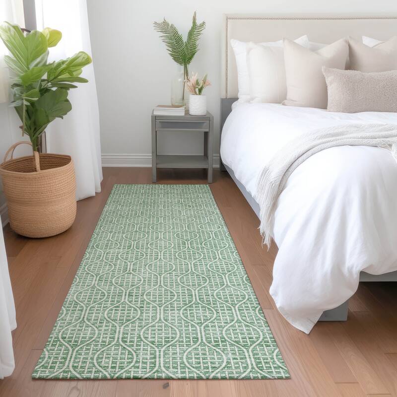Premium Washable Super Soft Modern Teardrop Mayfield Rug - Sage - 2'3" x 7'6"