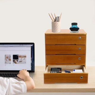 Wooden Desktop Storage Cabinet Desk Organizer Storage Box - Bed Bath ...