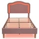preview thumbnail 12 of 28, Twin Size Velvet Upholstered Smart LED Kids Bed Frame with Adjustable Headboard and RGB Lights, Easy to Assemble, Pink