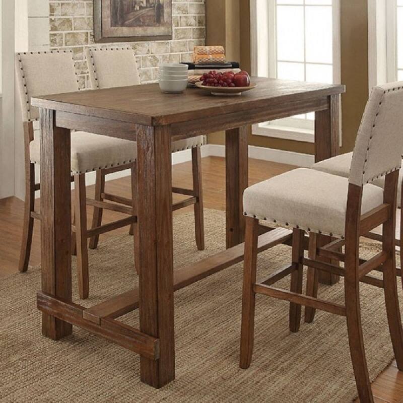 Classic Oak Finish Counter Height Set 5pc Table and Chairs