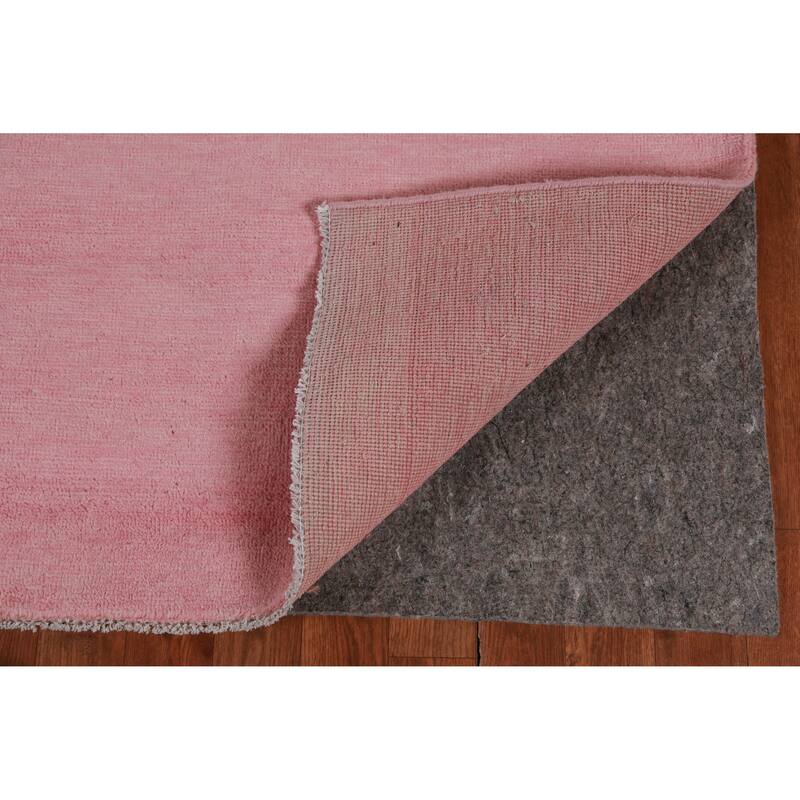 Hand Knotted Oriental 100% Wool Carpet Modern Solid Pink Gabbeh Area Rug - 9' 3'' X 6' 2''