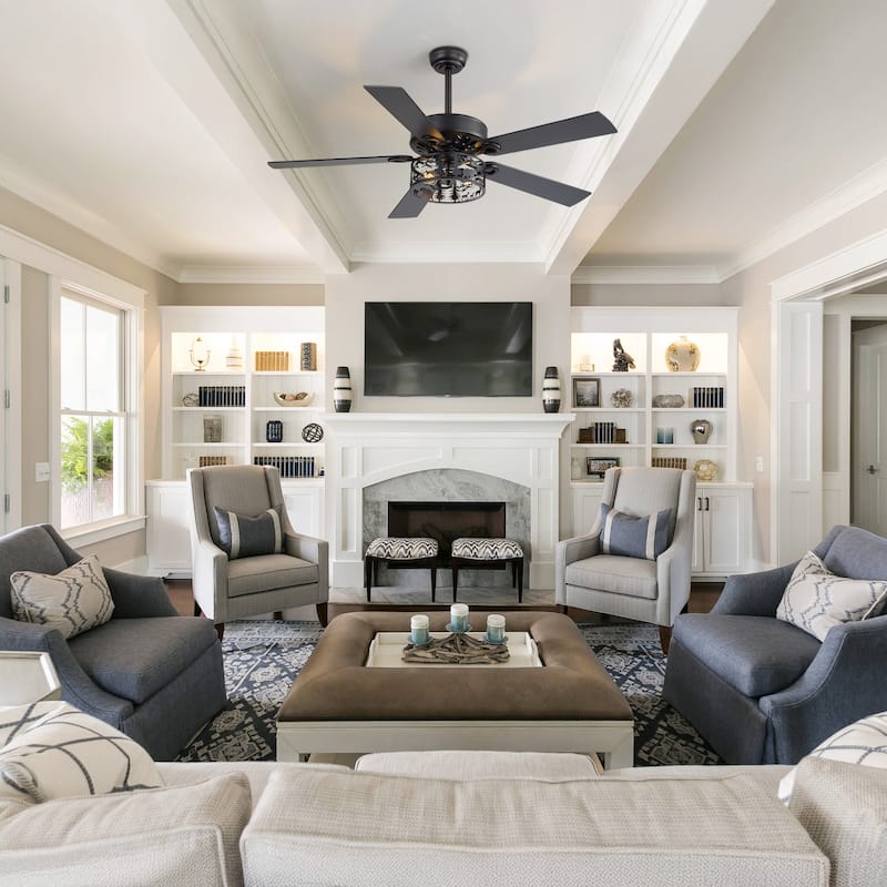52-inch Reversible 5-Blade Caged Ceiling Fan with Light and Remote