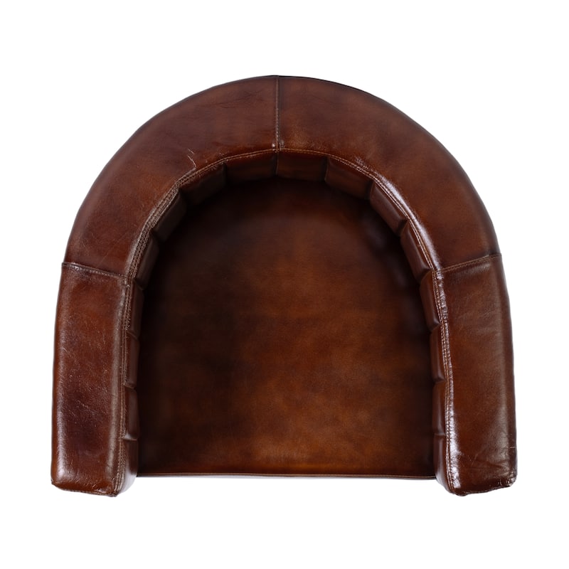 Rockford 19 in. Seat Height Leather and Iron Barrel Accent Chair