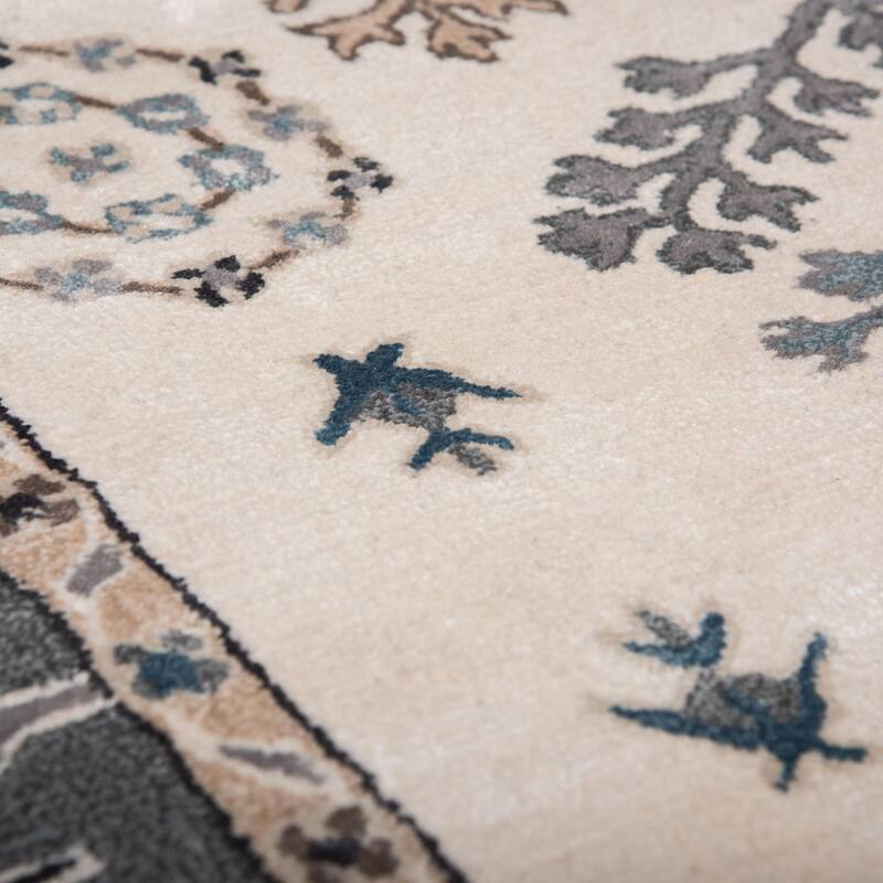 Alora Decor Cyrus Ivory Bordered Hand-Tufted Wool Rug