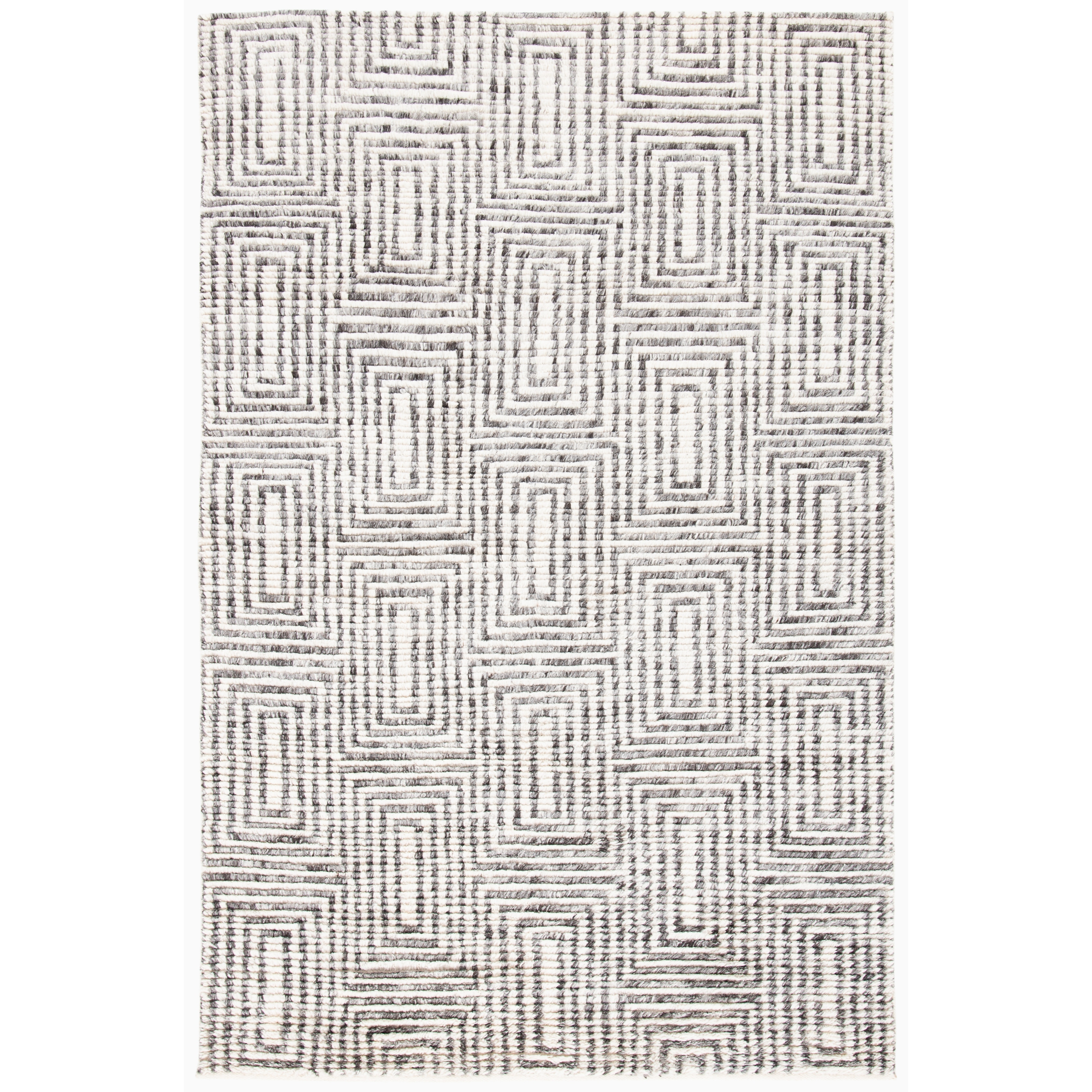 5' x 8' Safavieh Tibetan Collection TIB609A Hand-Knotted Modern Wool Area Rug Ivory Grey 5' x 8' Safavieh Tibetan Collection TIB609A Hand-Knotted Modern Wool Area Rug Ivory Grey