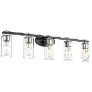 5-Light Vanity Lighting Fixtures, Black and Chrome Finish