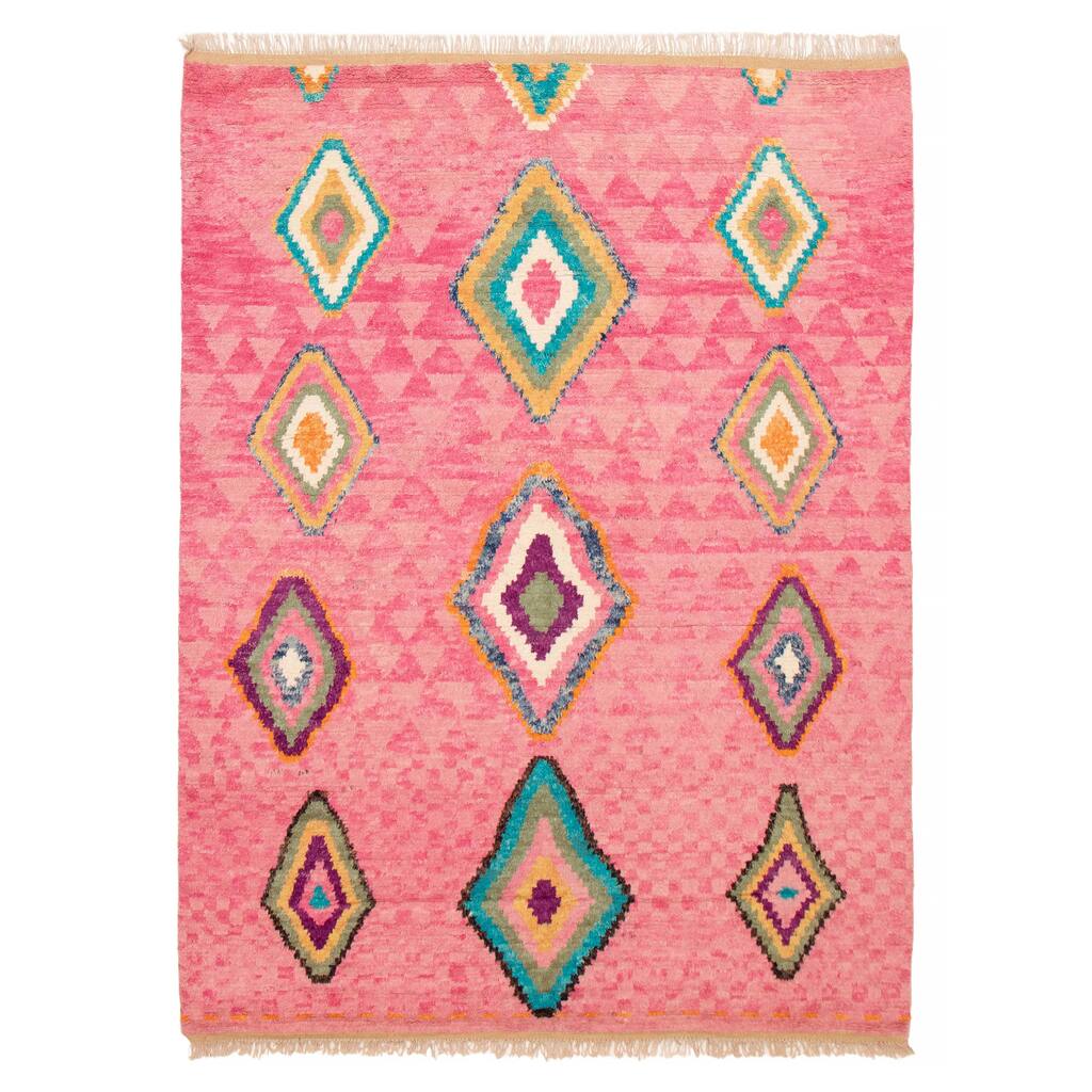 ECARPETGALLERY Hand-knotted Pak Finest Marrakesh Pink Wool Rug - 7'10 x 10'4