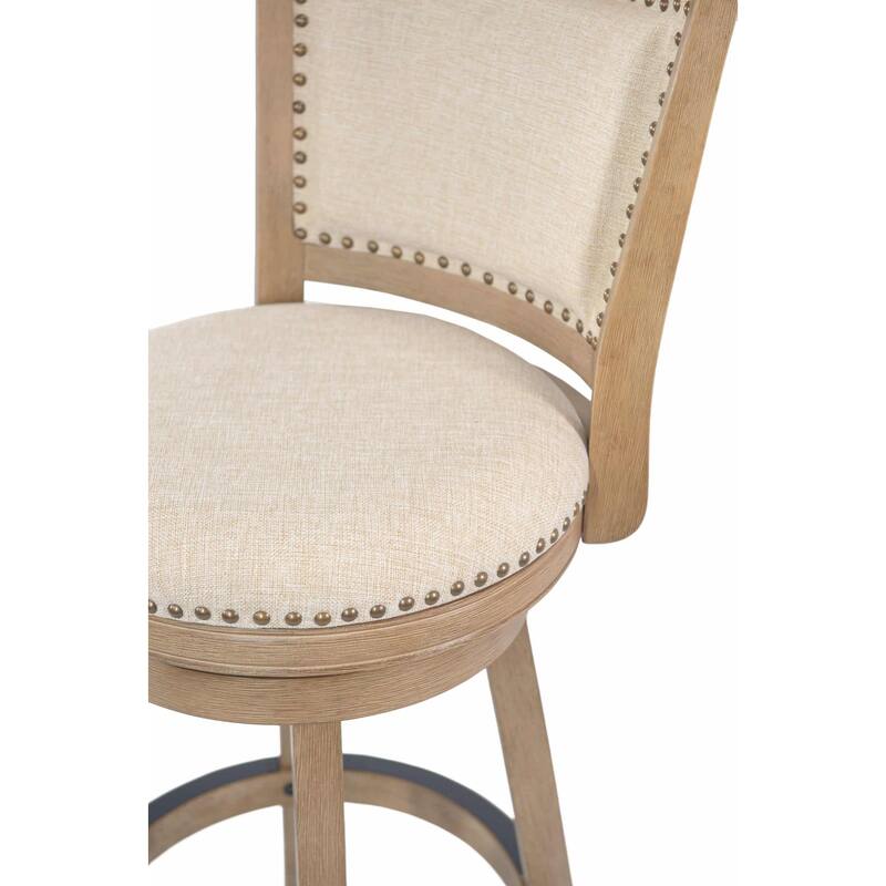 Melrose Wood Upholstered Swivel Counter Barstool