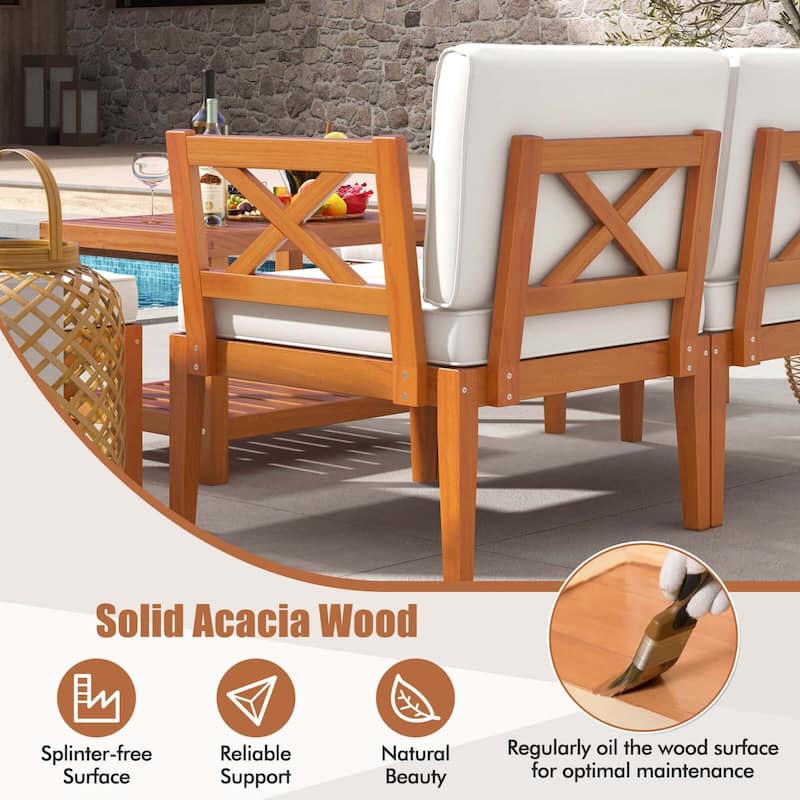 Costway 10 PCS Acacia Wood Patio Furniture Set with Cushions and - See Details