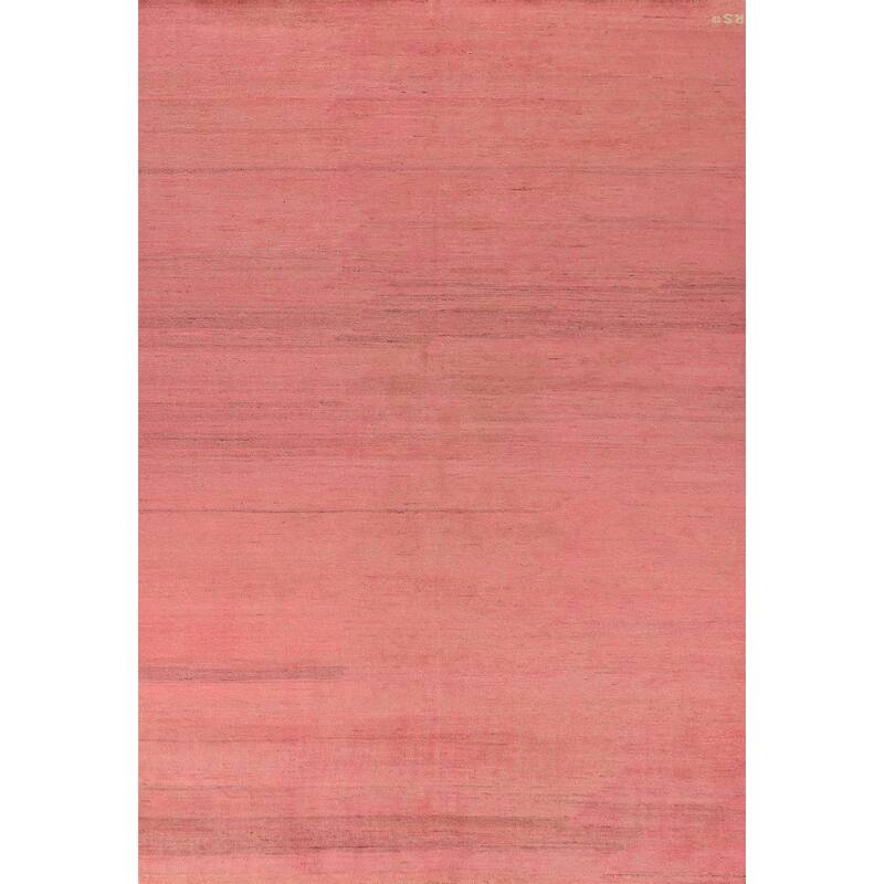 Pink Modern Gabbeh Oriental Area Rug Hand-Knotted Wool Carpet - 6'4" x 9'7"