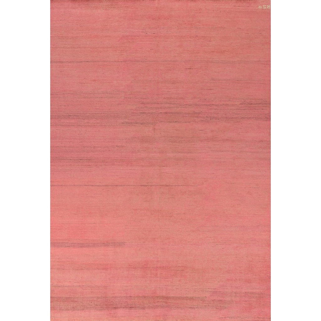 Pink Modern Gabbeh Oriental Area Rug Hand-Knotted Wool Carpet - 6'4" x 9'7"