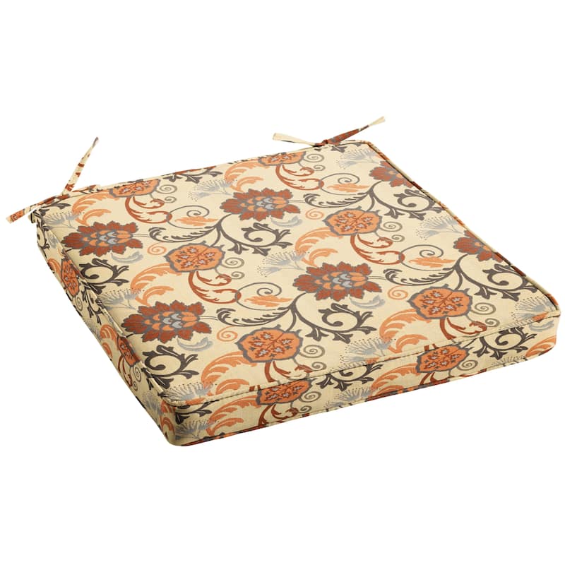 Sorra Home Sunbrella Outdoor Corded Chair Cushion - 19 in W x 19 in D x 2 in H - Elegance Marble On