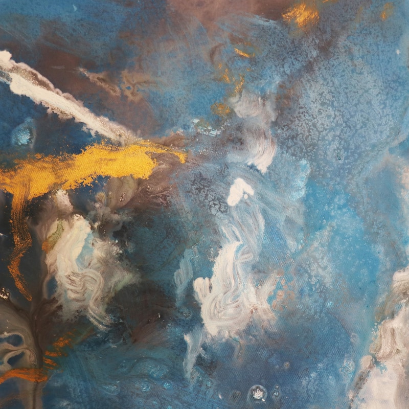 Pasargad Home Cerulean — Hand-Painted Blue Abstract Oil Painting on Canvas