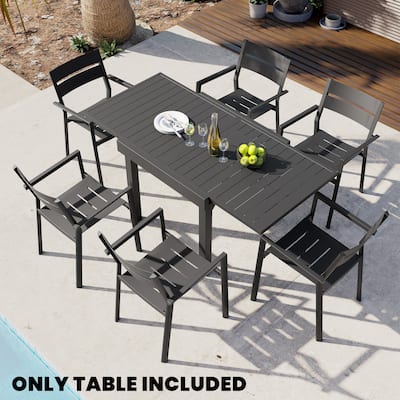 Outdoor Expandable Aluminum Dining Table with Leaf Extension - See Picture