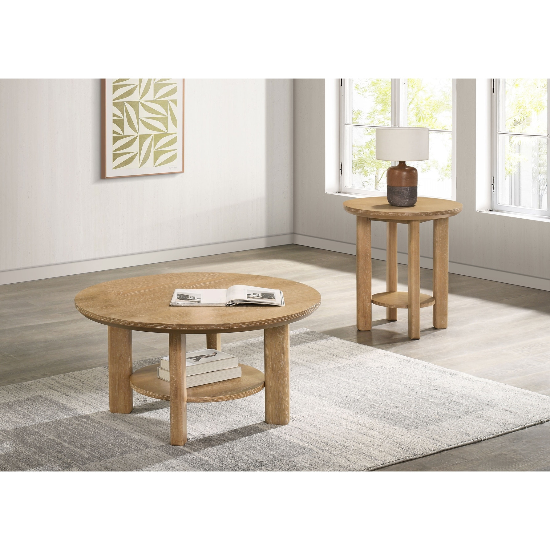 Ottowa Round Wood Coffee Table Set