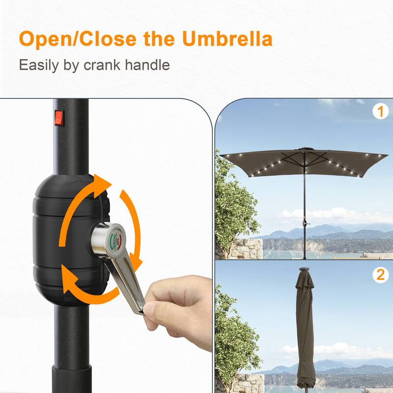 LIVOOSUN 6x9Ft LED Patio Umbrella Weather Resistant Table Umbrella