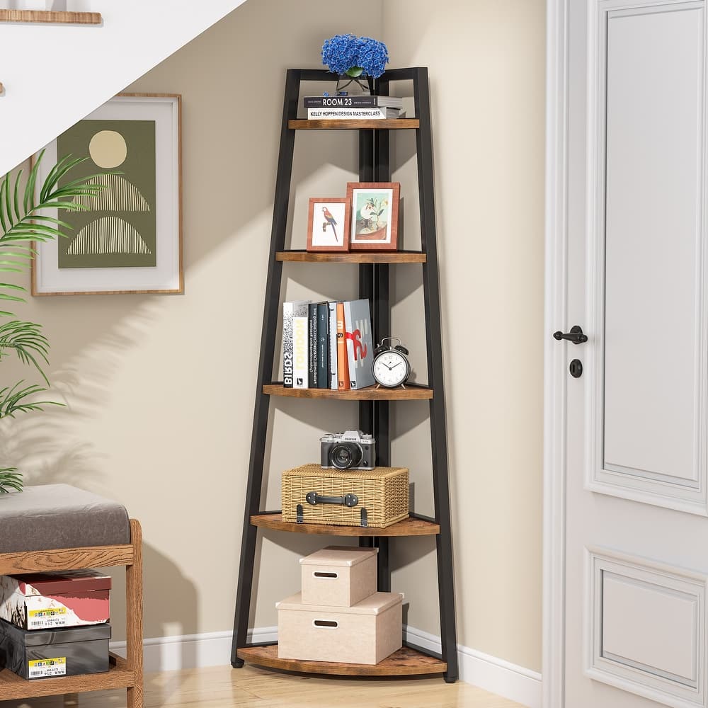 70 inch Tall Corner Shelf, Corner Bookshelf and Bookcase