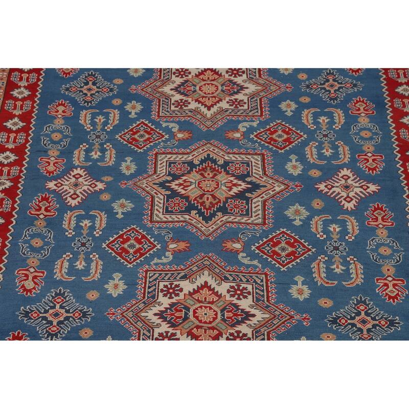Blue Kazak Oriental Large Area Rug Handmade Wool Carpet - 9'8" x 15'7"