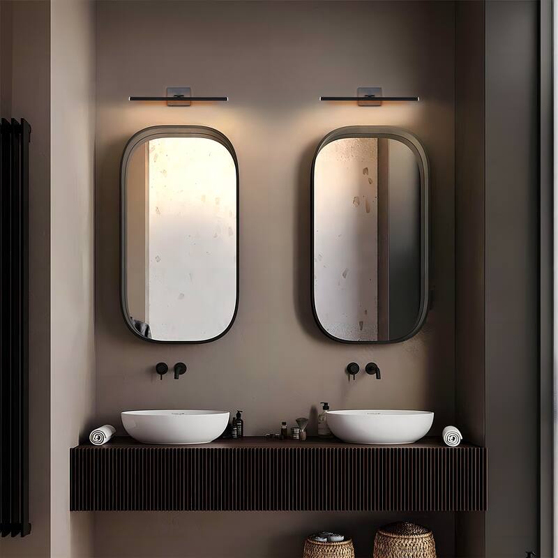 Modern 1-Light Industrial Matte Black Linear Adjustable Integrated Dimmable LED Vanity Light/ Picture Light