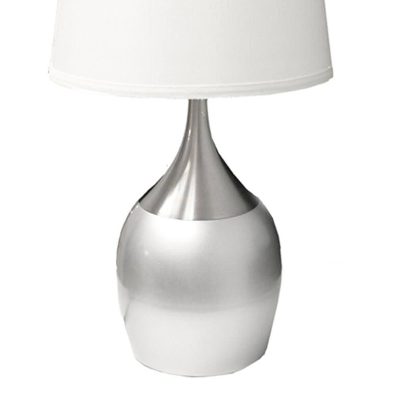 24" Tall Metal Touch Table Lamp with Silver finish, White Shade
