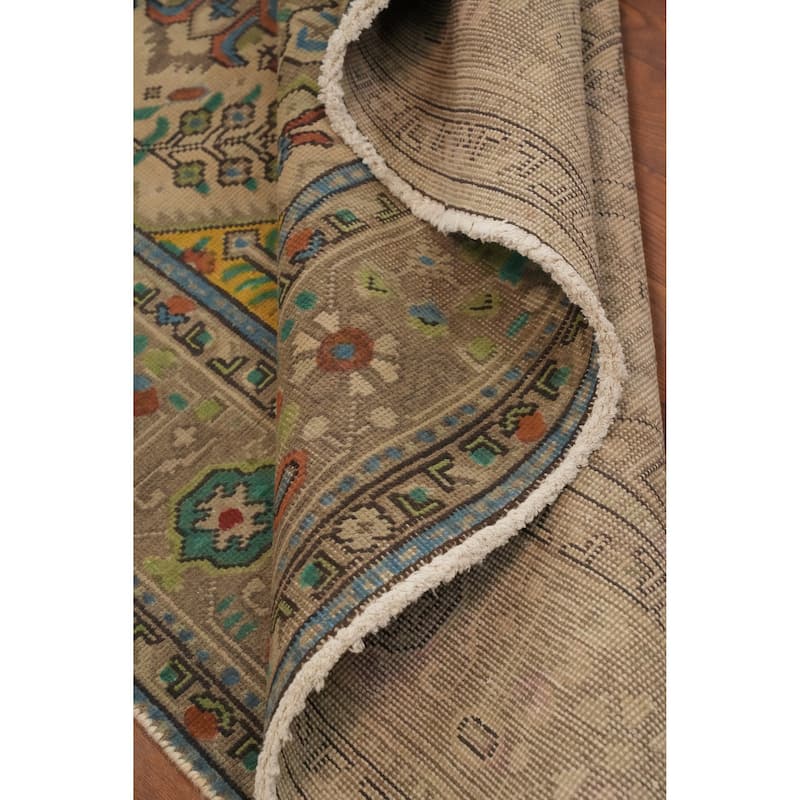 Hand Knotted Oriental 100% Wool Carpet Traditional Floral Brown Tabriz Area Rug - 9' 4'' X 6' 5''