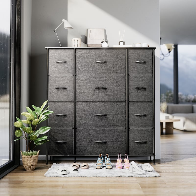 Fabric Chest 12 Drawer Storage Tower Dresser