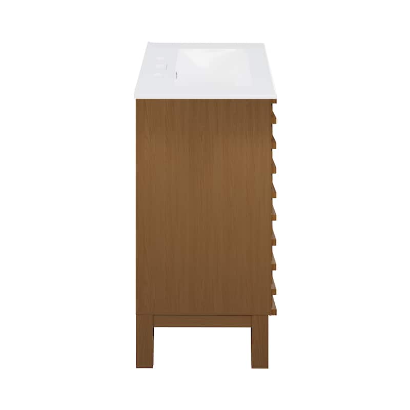 Cascade 30" Freestanding Bathroom Vanity In Brown Oak With 3-Hole Widespread Sink Top - 30