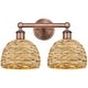 preview thumbnail 1 of 3, Innovations Lighting Endless Possibilities Edison - Woven Rattan - 2 Light 17" Bath Vanity Light Antique Copper