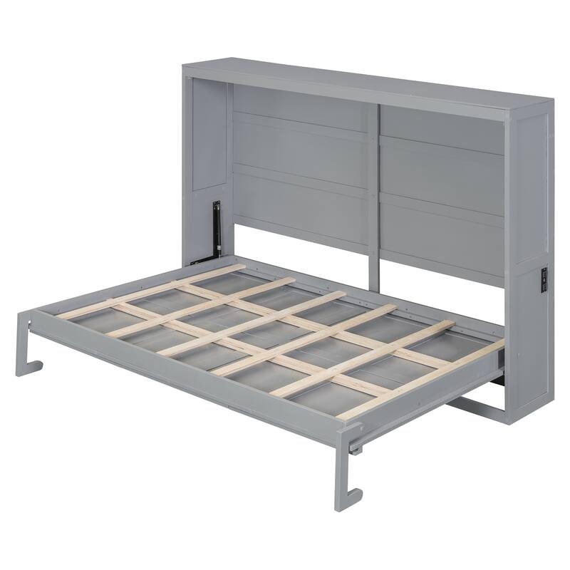 Multi-Function Full Size Murphy Bed - Space-Saving Wall Bed with Wooden Slats Support