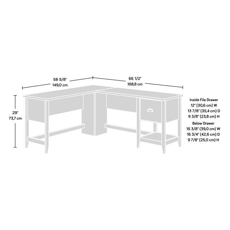 Wood L-Shaped Desk with Durable Surface, Brown