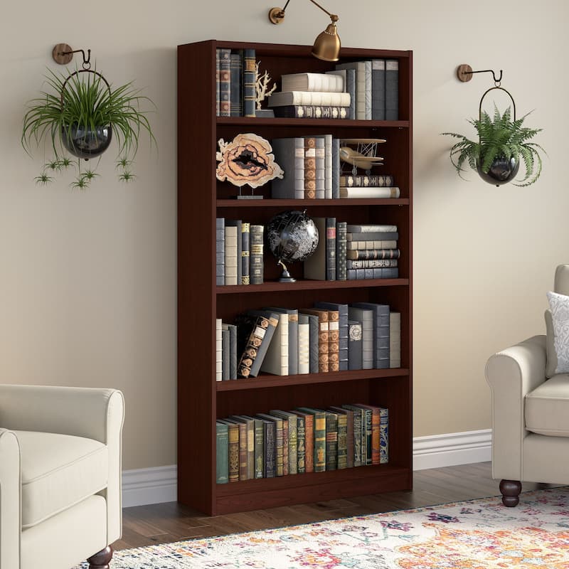Universal Tall 5 Shelf Bookcase Storage by Bush Furniture - Vogue Cherry