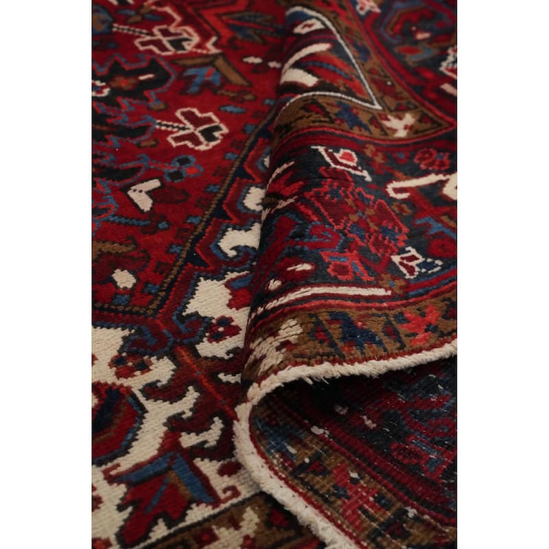Hand Knotted Oriental 100% Wool Carpet Traditional Medallion Red Heriz Area Rug - 10' 8'' X 7' 9''