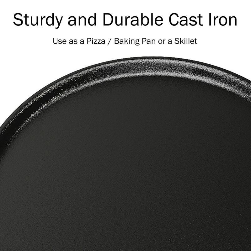 Cast Iron Pizza Pan-14 Inches Skillet for Cooking, Baking, Grilling-Durable by Home-Complete
