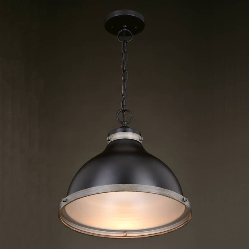 Sheffield 1L Dark Bronze and Gray Farmhouse Dome Pendant Light