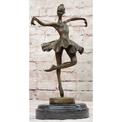 Hot Cast Bronze Ballerina Ballet Dancer Girl Sculpture By Milo On Marble Base
