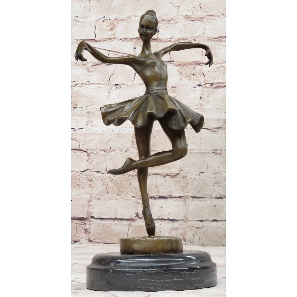 Hot Cast Bronze Ballerina Ballet Dancer Girl Sculpture By Milo On Marble Base