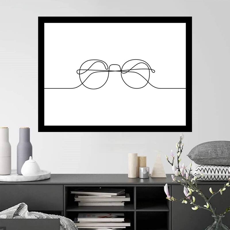 Venice Beach Collections features GLASSES LINE ART - 14"x18" Framed Print Artwork