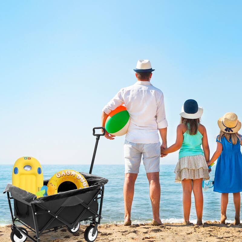 Heavy-Duty Collapsible Wagon with 3-Piece Multi-Use Bag Set - Utility Cart with Liner Covers