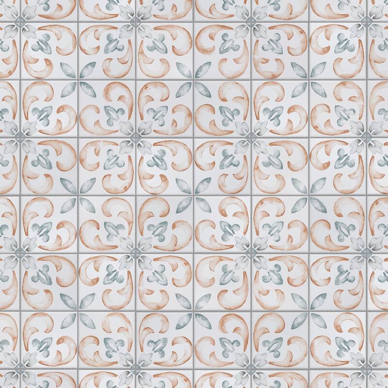 Merola Tile Saint Germain Chaud Deco Flore 5-3/4" x 5-3/4" Porcelain Floor and Wall Tile
