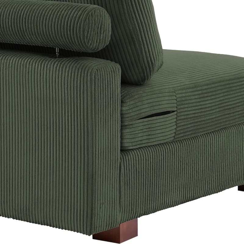 Corduroy Couch Modular Sectional Sofa with Pillows