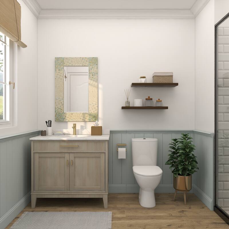 Cream Mother of Pearl Shell Handmade Mosaic Room Wall Mirror with Blue Corners