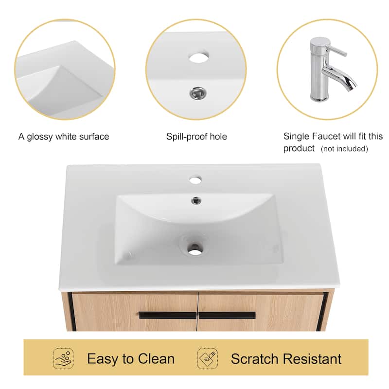 Malwee 24"/30" FreeStanding Bathroom Vanity, Floor Stand Bathroom Vanity with Sink,Soft Close Door and Adjustable shelf