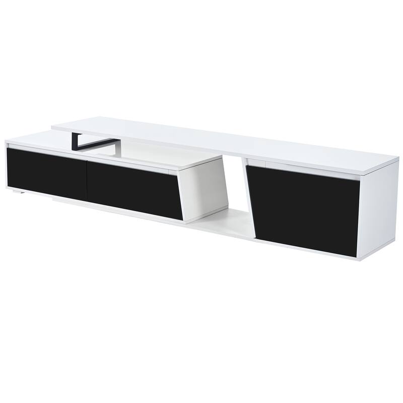 Roomfitters Extendable TV Stand for up to 100 Inch TV, Modern Media Console Cabinet with Drawers and Storage