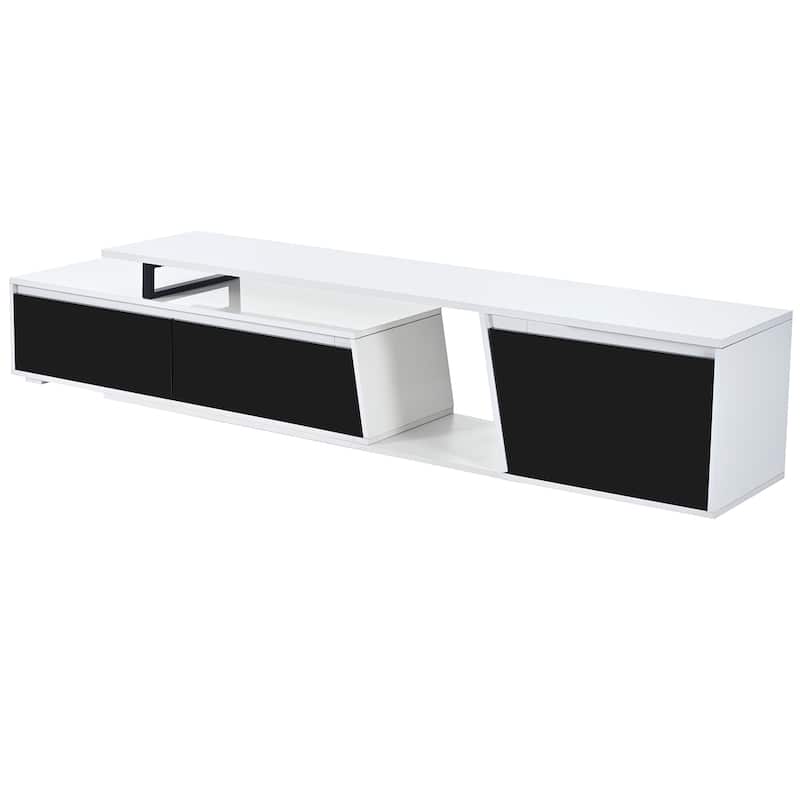 White Modern Extendable TV Stand with Drawers & Cabinet for TVs Up to 100"