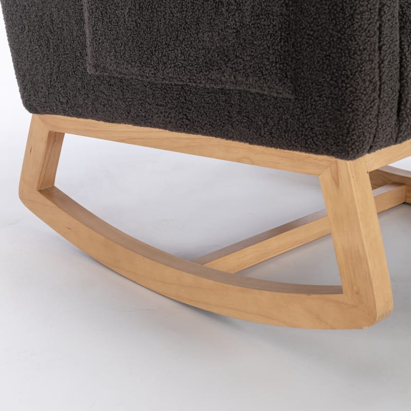 Teddy Fabric Rocking Chair With Packet Wood Legs