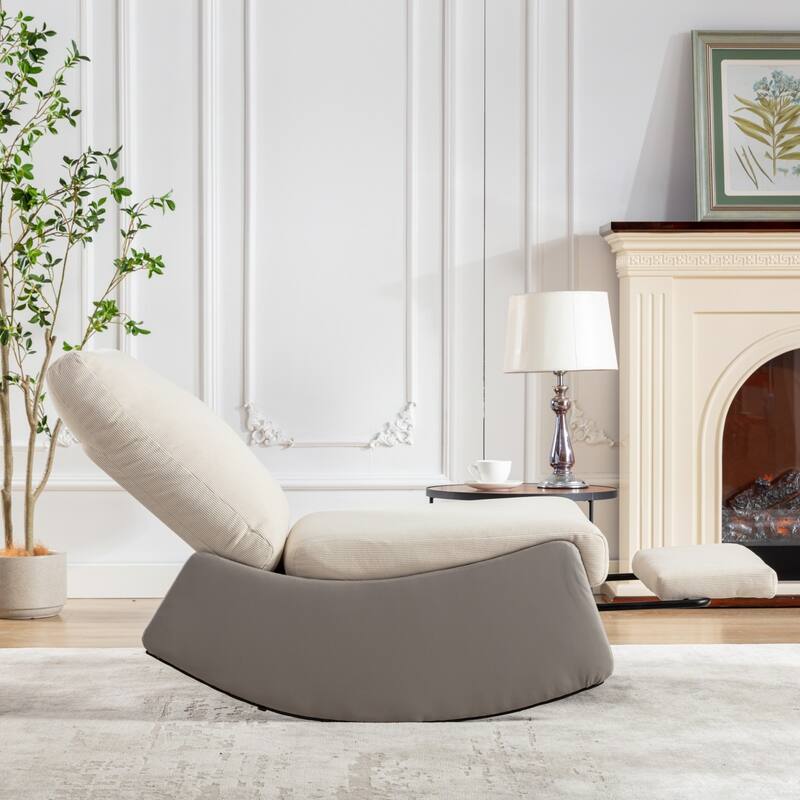 Modern Rocking Chair Upholstered Lounge Chair with Footrest