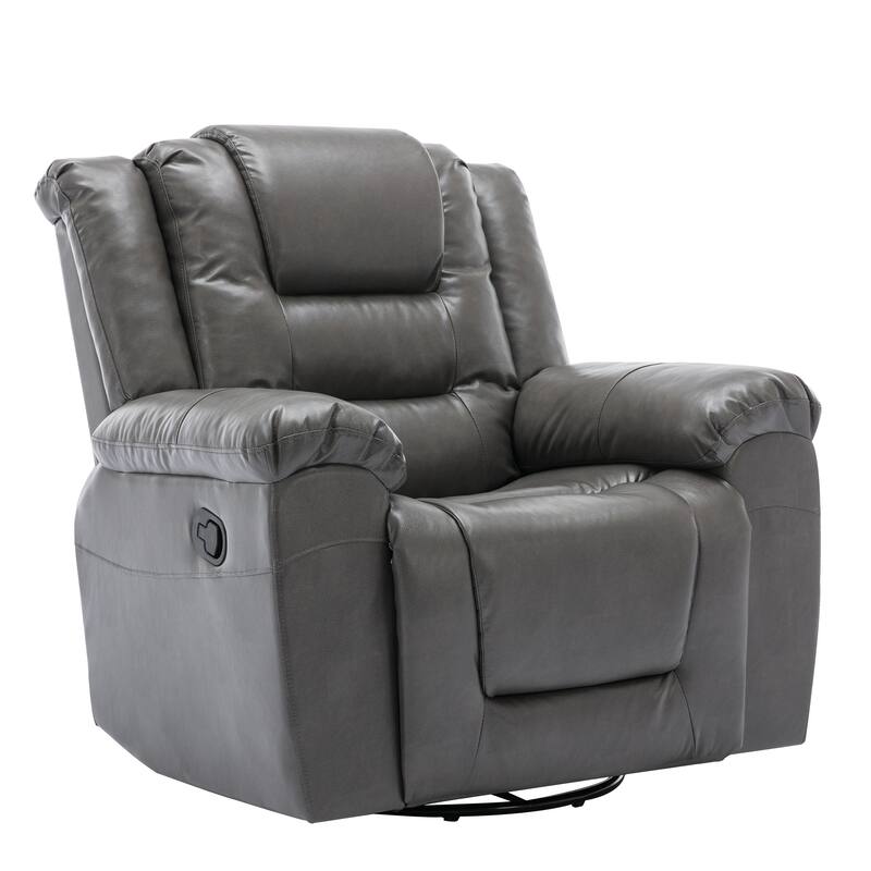 360° Swivel and Rocking Home Theater Recliner: Manual Recliner Chair with Wide Armrest